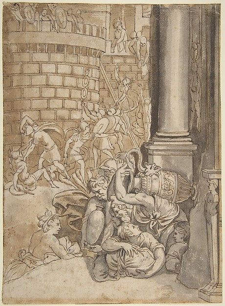Sack of a City 1499–1543-School of Polidoro da Caravaggio,16x12"(A3) Poster