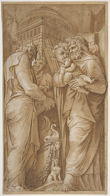 Roman Scene 1499–1543-After Polidoro da Caravaggio,16x12"(A3) Poster