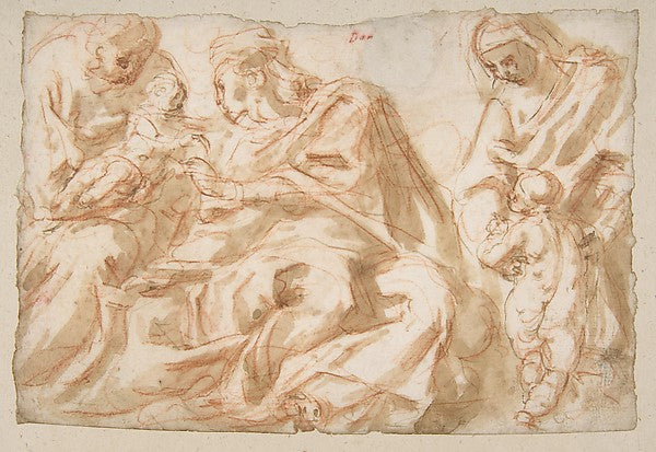 The Holy Family with Saint Elizabeth and the Infant Baptist 15,16x12"(A3) Poster