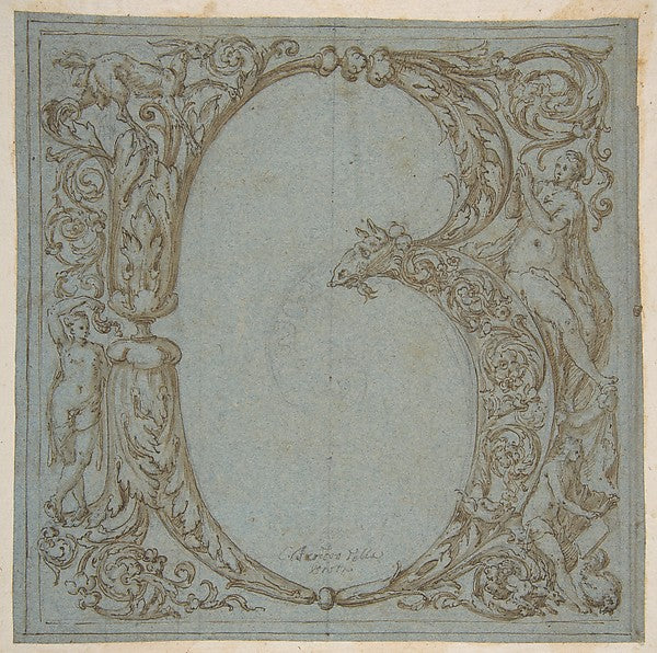 Design for an Ornamental Initial: B 1567–1638-Teodoro della Po,16x12"(A3) Poster
