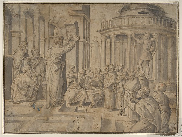 St. Paul preaching at Athens 16th cent-After Raphael ,16x12"(A3) Poster