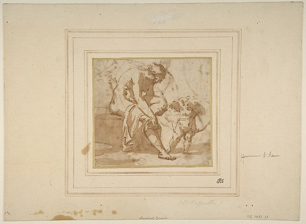Venus Leaving the Bath and Cupid 17th cent-Anonymous, Italian,16x12"(A3) Poster