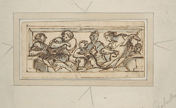 Six Music-Making Figures 1610–62-Giovanni Francesco Romanelli,16x12"(A3) Poster