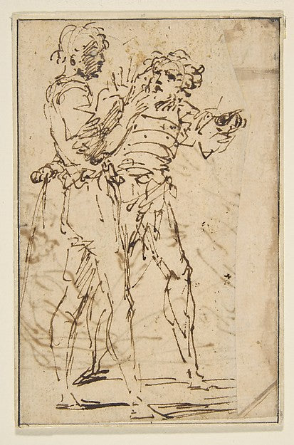 Two Standing Men Gesticulating 1615–73-Salvator Rosa 1615–167, Poster Print Wall Art