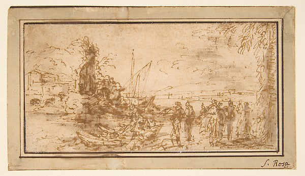 Marine landscape with figures 1615–73-Salvator Rosa 1615–1673, Poster Print Wall Art