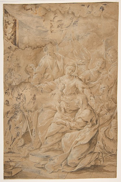 Holy Family 1599–1661-attributed to Andrea Sacchi c1599–1661, Poster Print Wall Art
