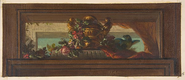 Trompe l'oeil design of birds and flowers second half 19th cen, Poster Print Wall Art
