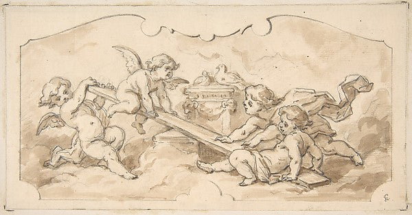 Putti at play second half 19th cent-Jules-Edmond-Charles Lacha, Poster Print Wall Art