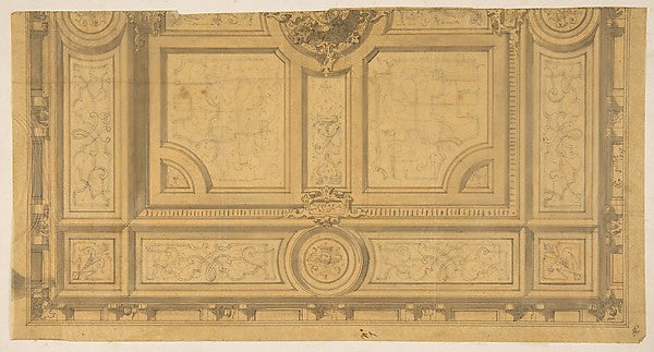 Design for Half of a Ceiling Decoration Fontainbleau 1867-Jul,16x12"(A3)Poster