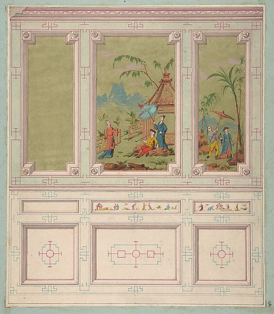 Design for wall panels decorated with Chinoiserie scenes secon, Poster Print