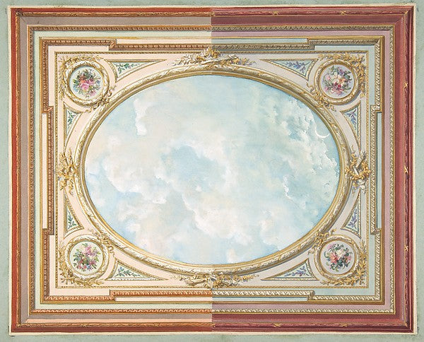 Design for a ceiling of trompe l'oeil sky second half 19th cen,16x12"(A3)Poster
