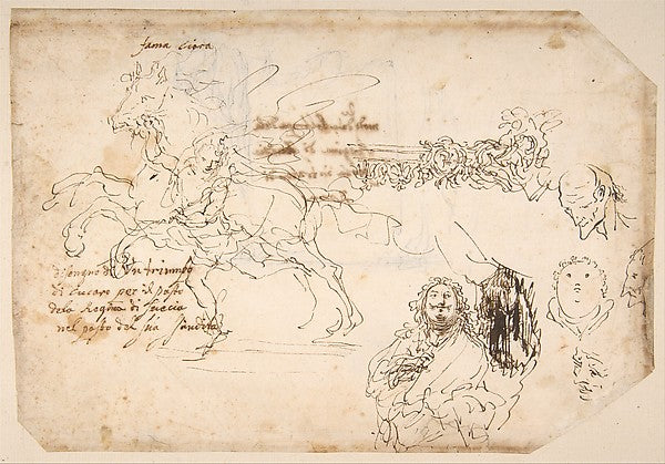 Sheet of Sketches: Sculpture for a Banquet Honoring Queen Chri, Poster Print