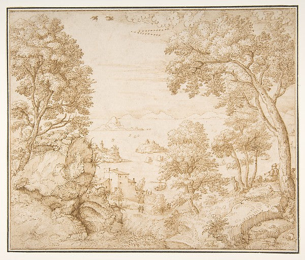 Coastal Landscape 1512–1600-Gherardo Cibo ), Poster Print Wall Art