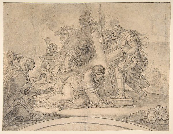 Christ Falls under the Cross 1730–94-Girolamo Starace ), Poster Print Wall Art