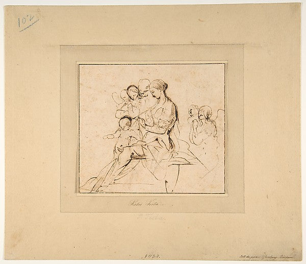 The Holy Family with Attendant Angels 1612–50-Pietro Testa, Poster Print Wall Art