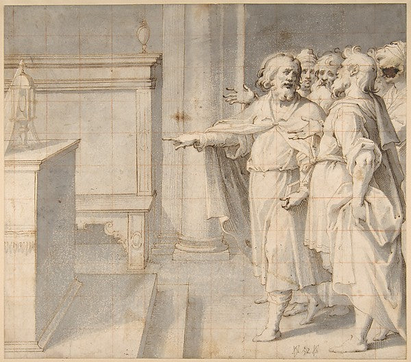 A Male Saint Followed by a Group of Men Pointing to a Monstra,16x12"(A3) Poster