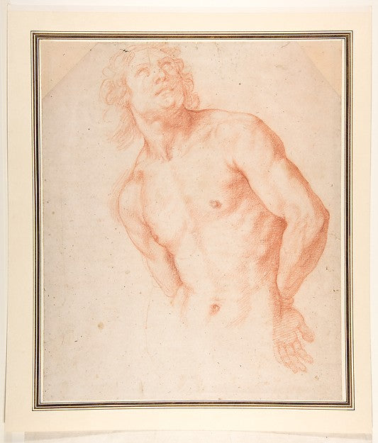 Half-Figure of a Male Nude with Arms behind Back 1585–1644-Ott, Poster Print Wall Art