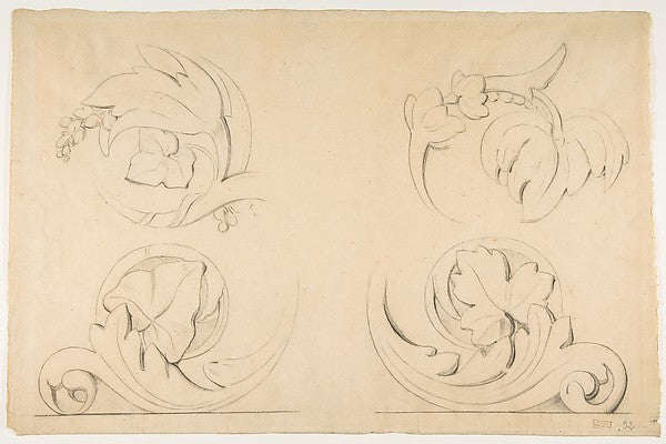 Architectural Motifs: Four Rinceaux c1875-Georges Seurat,16x12"(A3)Poster
