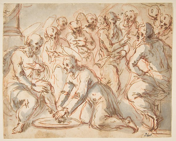 Christ Washing the Disciples' Feet 1563–1610-attributed to Fra, Poster Print Wall Art