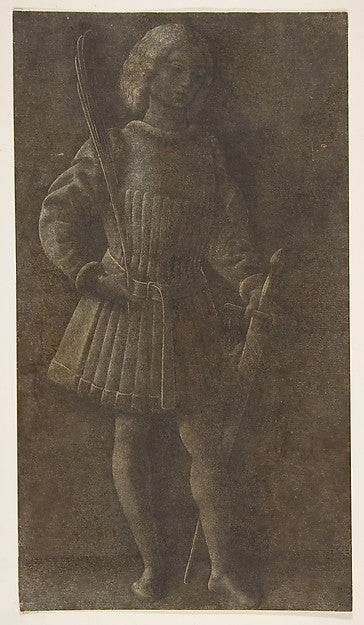 Standing Youth with Sword and Palm Branch 15th cent-Attributed, Poster Print Wall Art