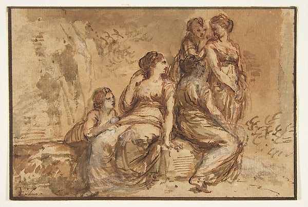 Five Young Women in a Landscape 1702–88-Francesco Zuccarelli, Poster Print Wall Art