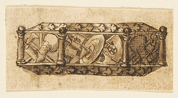 Design for an Object Decorated with Armorial Trophies and Fol, Poster Print