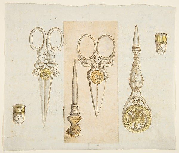 Designs for Scissors Punches and Thimbles 19th cent-Anonymou, Poster Print