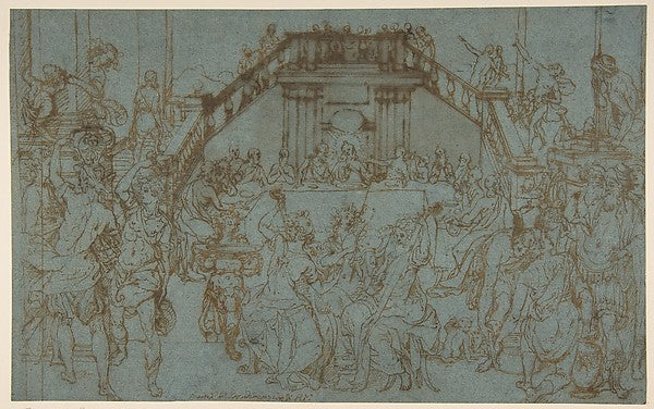 The Wedding Feast at Cana 1540–1609-After Federico Zuccaro ,, Poster Print Wall Art