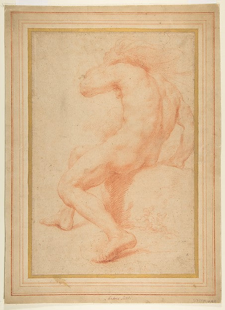 Back View of a Seated Male Nude 1599–1661-Circle of Andrea Sac, Poster Print Wall Art