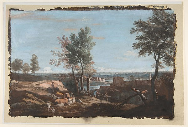Extensive Pastoral Landscape 1676–1730-Marco Ricci ), Poster Print Wall Art