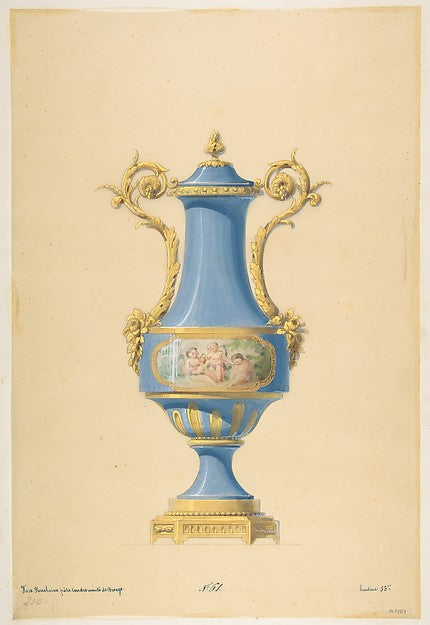 Design for a Porcelain Vase with Bronze Mount 19th cent-Anonym, Poster Print Wall Art