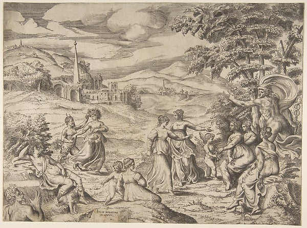 Mercury at the right telling the story of Pan and Syrinx 1531–, Poster Print