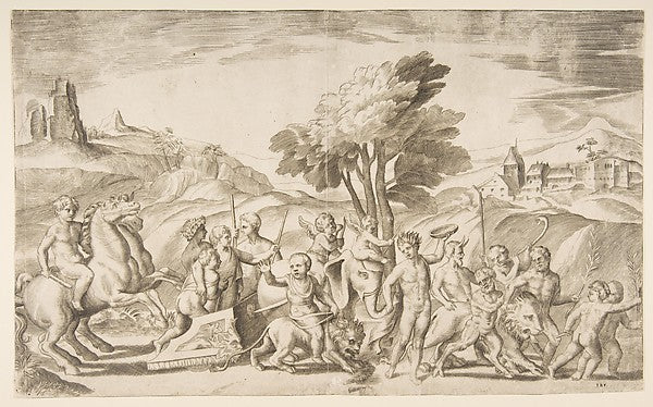 A children's bacchanal with animals 1531–76-Giulio Bonasone ,16x12"(A3)Poster