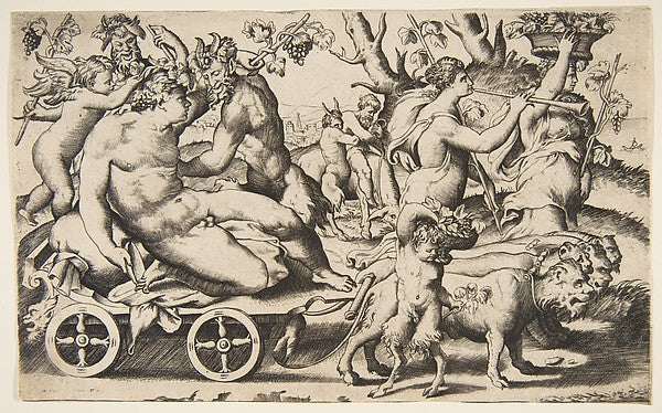 Triumph of Bacchus who is seated on a carriage at left 1531–76, Poster Print