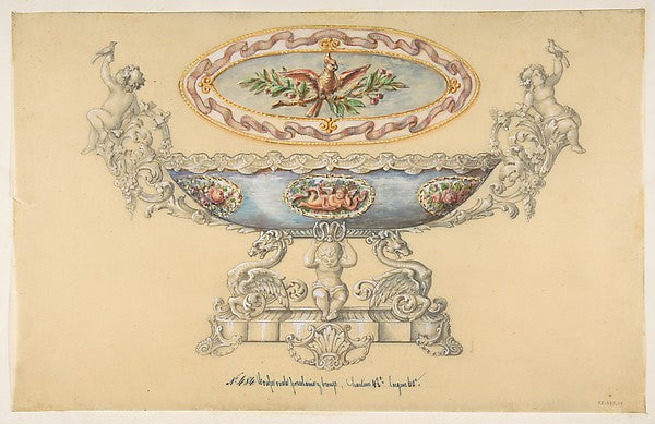Design for a Porcelain Cup 19th cent-Anonymous,French,19th c, Poster Print Wall Art