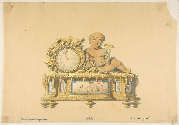 Design for a Clock - Commerce 19th cent-Anonymous,French,19th, Poster Print Wall Art