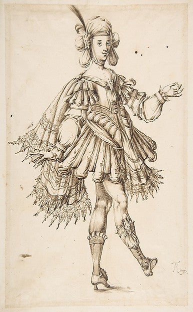 Male Figure in Ballet Costume 17th cent-T Remy,circle of Jacq,16x12"(A3)Poster