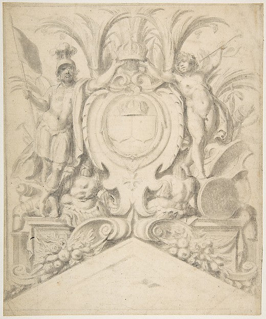 Design for an Overdoor c1640-Anonymous,French,17th cent,16x12"(A3)Poster