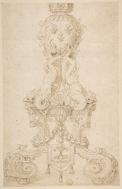 Design for a Candelabrum with the Monogram of Louis XIV 17th c, Poster Print Wall Art