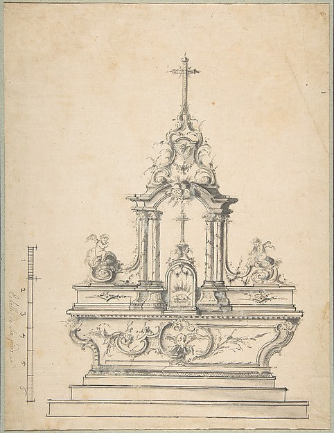 Design for an Altar 18th cent-Anonymous,French,18th cent,16x12"(A3)Poster