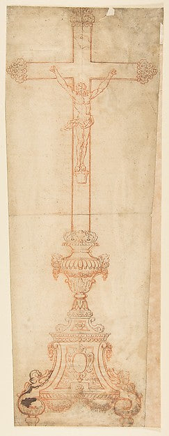 Design for a Crucifix 18th cent-Attributed to Anonymous, Frenc,16x12"(A3)Poster