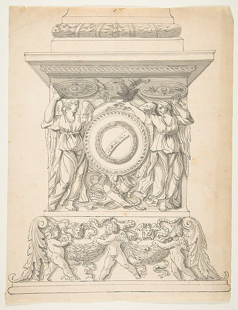 Design for a Column Base 18th cent-Attributed to Anonymous, Fr,16x12"(A3)Poster