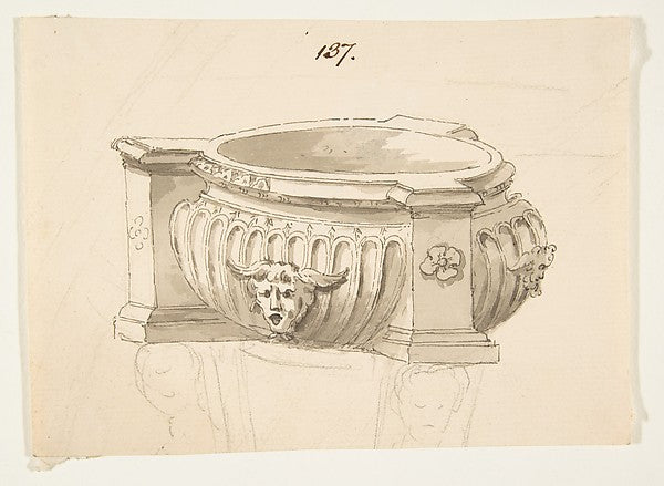 Design for a Vessel 18th cent-Attributed to Anonymous, French,,16x12"(A3)Poster