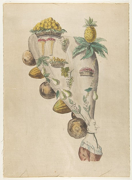 Fantastic Hairdresses with Fruit and Vegetable Motifs 18th cen, Poster Print