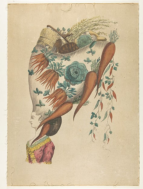 Fantastic Hairdress with Fruit and Vegetable Motif 18th cent-A, Poster Print