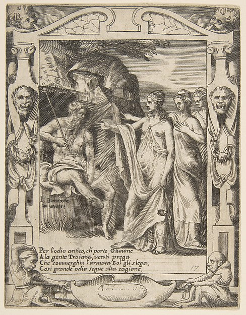 Juno asks Aeolus to raise a storm against the Trojan fleet se, Poster Print