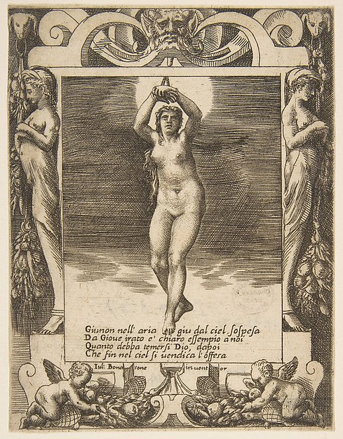 Juno suspended in the air set within a frame from the 'Loves, Poster Print