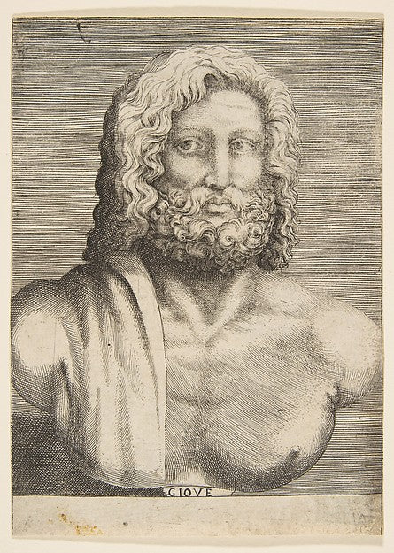 Bust of Jupiter ca 1531–76-Giulio Bonasone , Poster Print