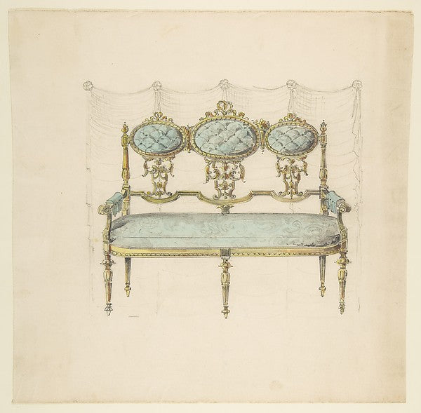 Design for a Settee 19th cent-Anonymous, French, 19th cent,16x12"(A3)Poster