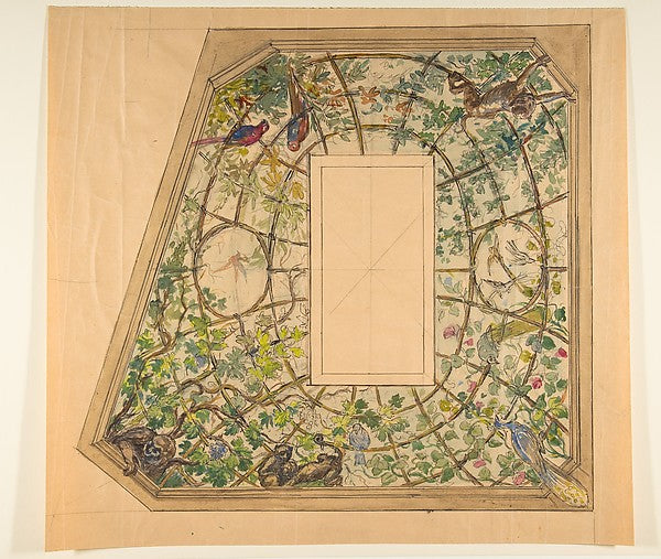 Design for a ceiling decoration 19th cent-Anonymous, French, 1, Poster Print